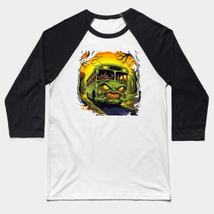 Halloween Scary Creepy Bus Baseball T-Shirt